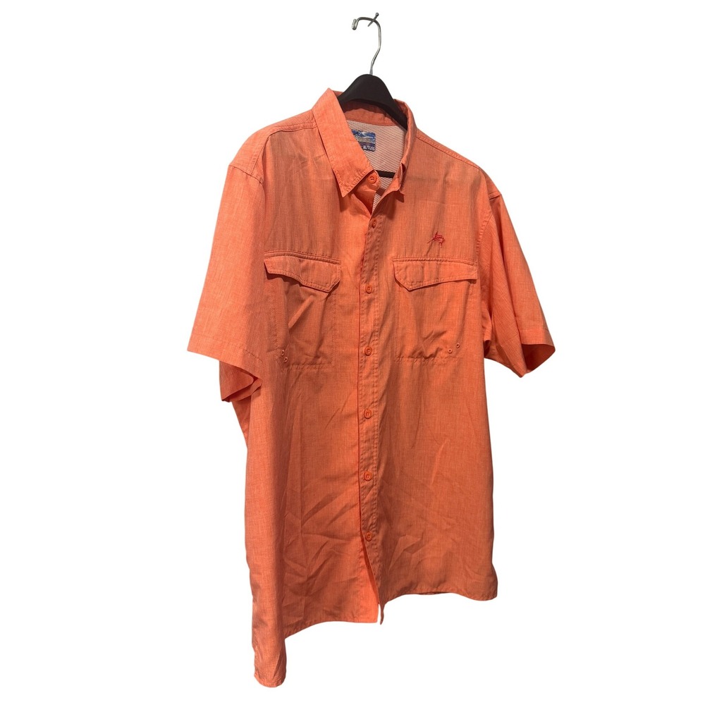 World Wide Sportsman Mens XL‎ Fishing Shirt Short Sleeve Ventilated Coral Orange
